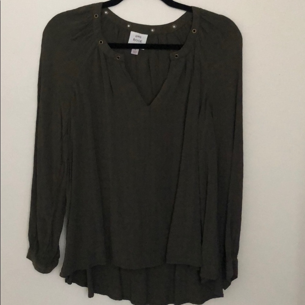 Green v neck blouse